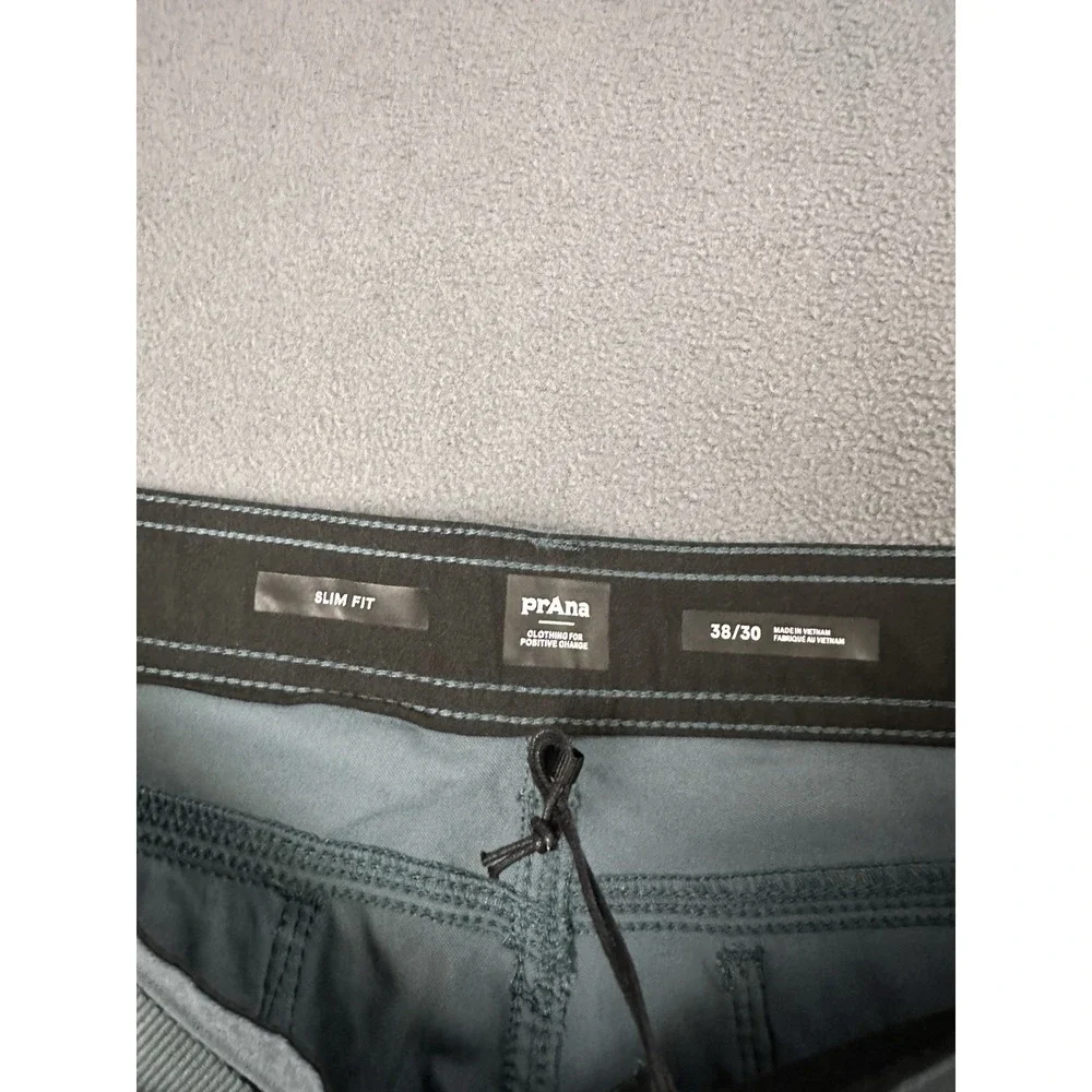 Prana Men's Stretch Zion Pants 2 Grey Blue Size 38x30 Slim Fit